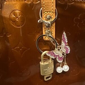 Louis Vuitton Lock and Key on Mint Pink Butterfly Charm